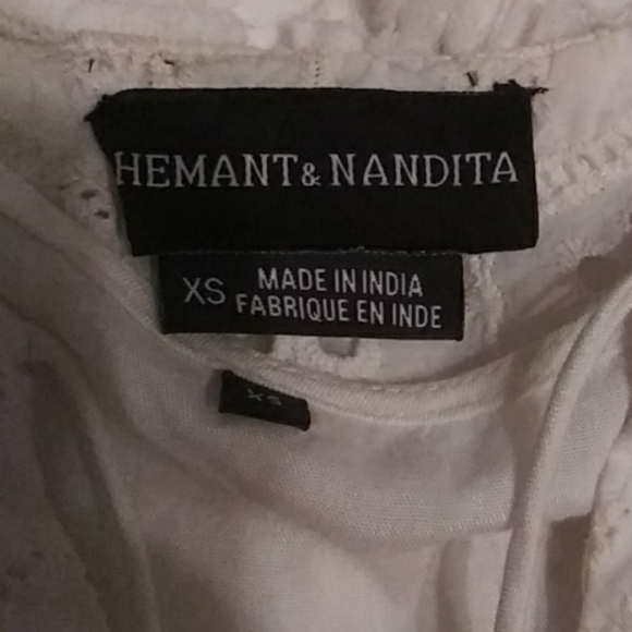 Hemant & Nandita eyelet tunic dress tassels cream - Picture 6 of 7